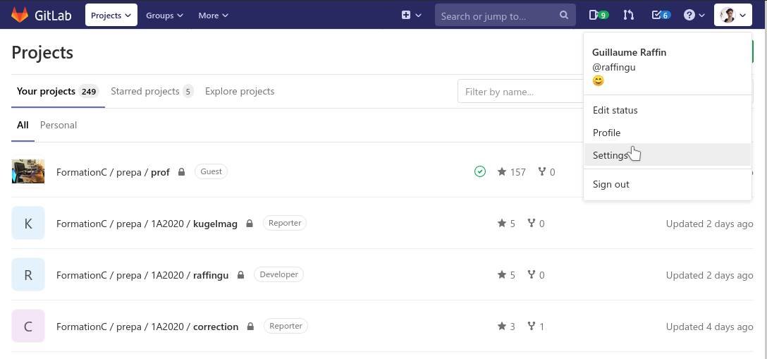 GitLab settings